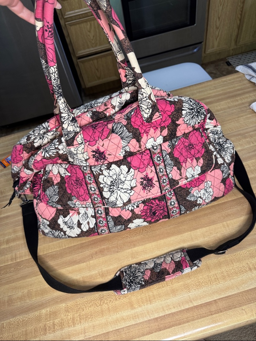 Vera Bradley Pink Floral Quilted Travel Duffel